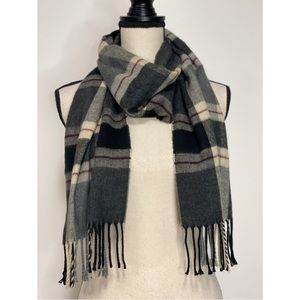 Plaid Fleece Scarf Black & Grey